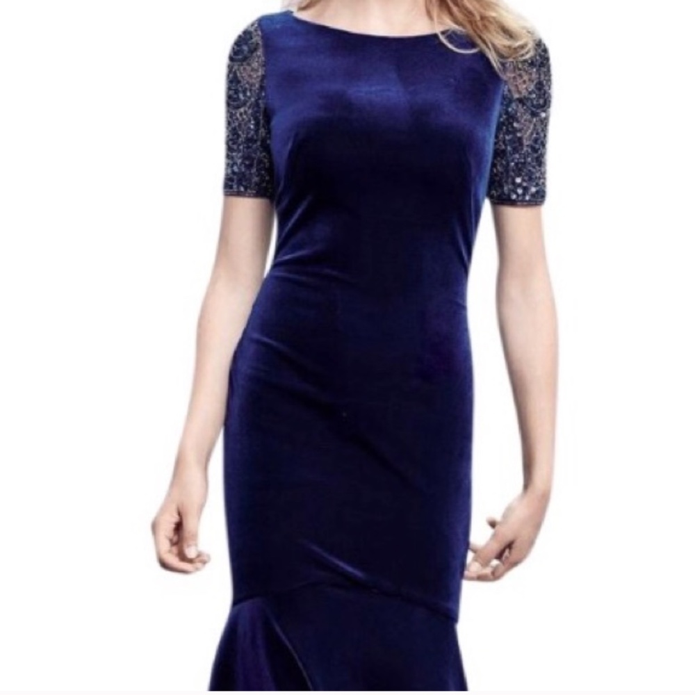 Theia Midi Velvet Dress